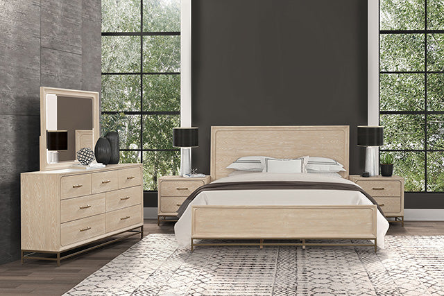 Furniture Of America Sandnes Bed FM7369AK-P-CONF Light Oak Transitional - sofafair.com