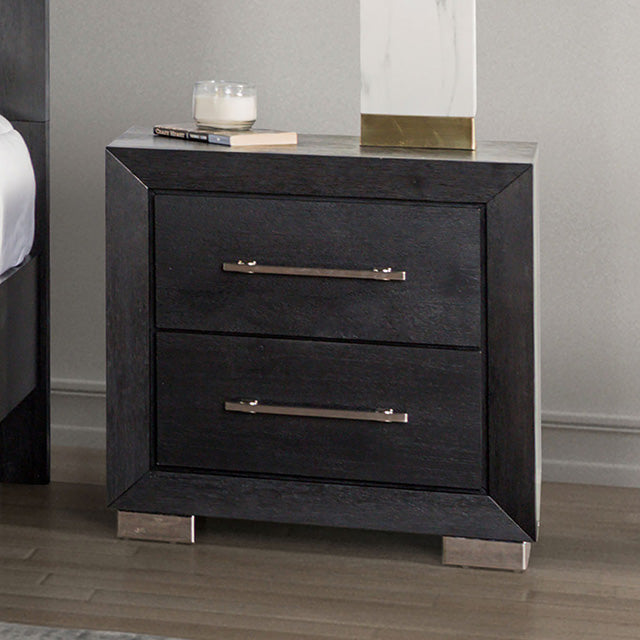 Furniture Of America Ashbourne Night Stand w/ USB FM7415BK-N Black Contemporary - sofafair.com