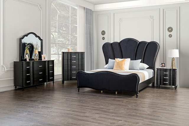 Furniture Of America Eleanora Bed FM7416BK Black Glam - sofafair.com