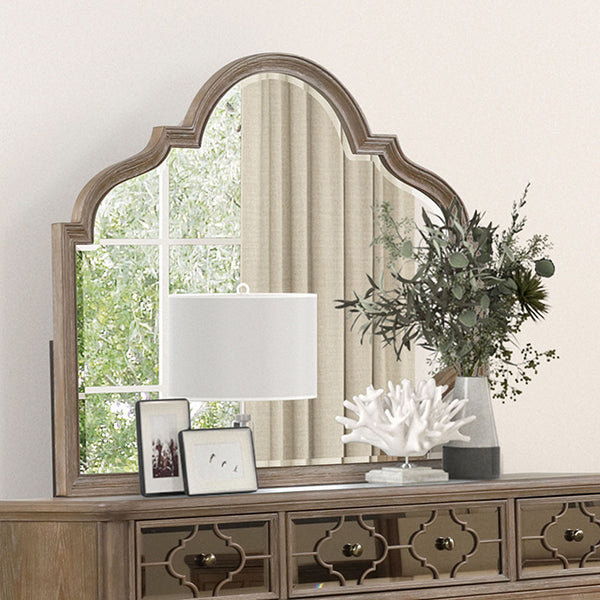 Furniture Of America Lyris Mirror FM7417AK-M Rustic Oak Transitional - sofafair.com