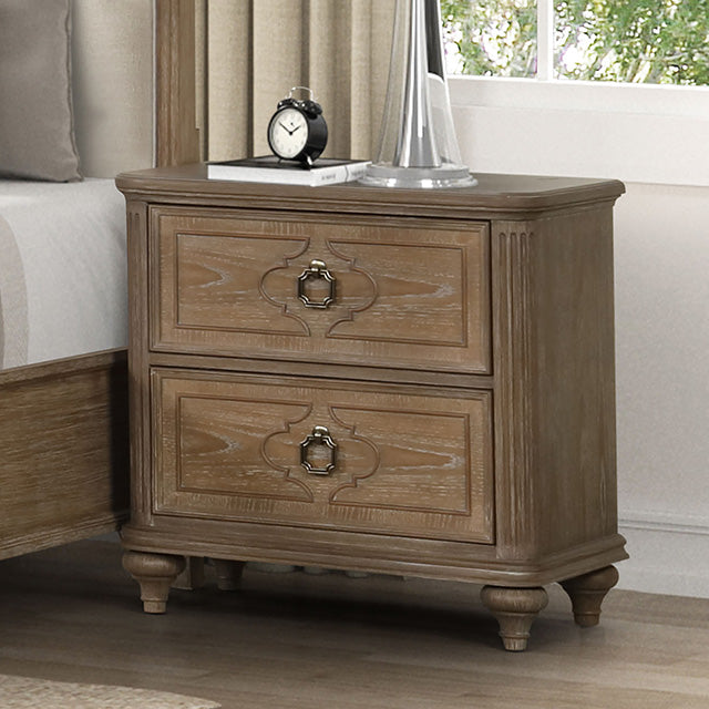 Furniture Of America Lyris Nightstand FM7417AK-N Rustic Oak Transitional - sofafair.com