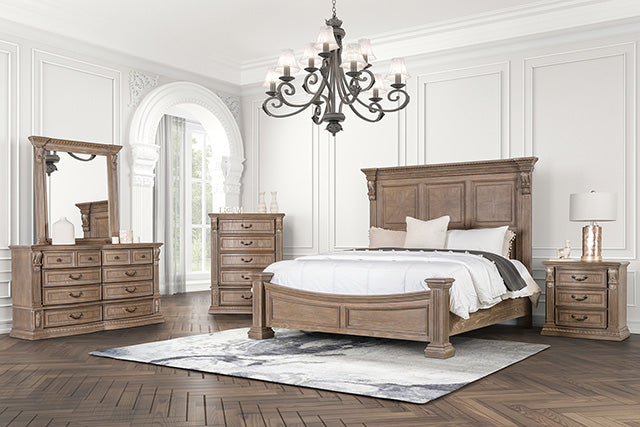 Furniture Of America Sevenoaks Bed FM7418AK Weathered Oak Transitional - sofafair.com