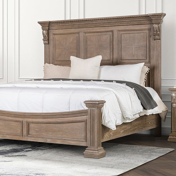 Furniture Of America Sevenoaks Bed FM7418AK Weathered Oak Transitional - sofafair.com