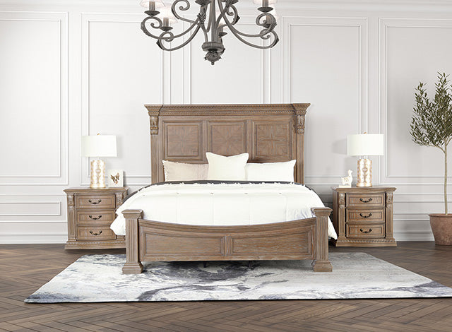 Furniture Of America Sevenoaks Bed FM7418AK Weathered Oak Transitional - sofafair.com