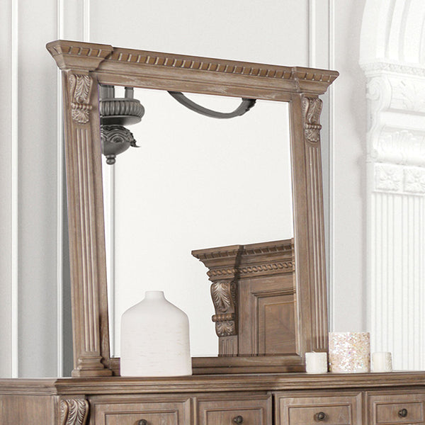 Furniture Of America Sevenoaks Mirror FM7418AK-M Weathered Oak Transitional - sofafair.com