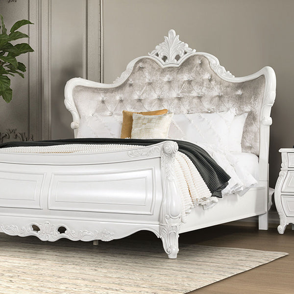 Furniture Of America Valentini Bed FM7419WH White/Tan Traditional - sofafair.com