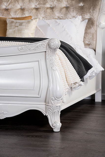 Furniture Of America Valentini Bed FM7419WH White/Tan Traditional - sofafair.com