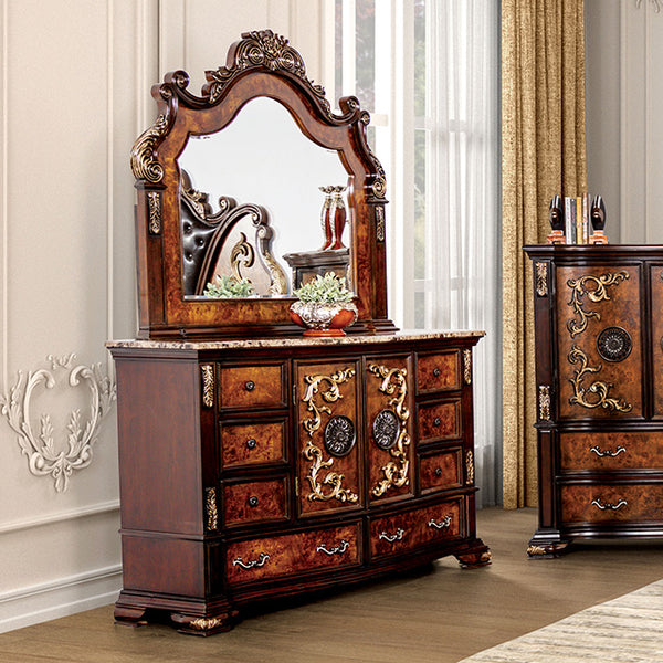 Furniture Of America Aquilina Dresser FM7422CH-D Dark Cherry/Oak Traditional - sofafair.com