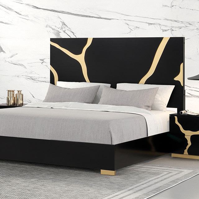 Furniture Of America Goldsberg Bed FM7425BK-G-CONF Black/Gold Contemporary - sofafair.com