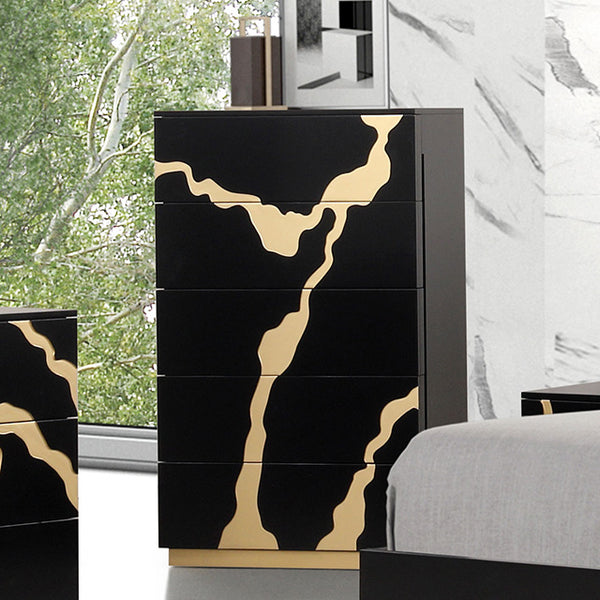 Furniture Of America Goldsberg Chest FM7425BK-C Black/Gold Contemporary - sofafair.com