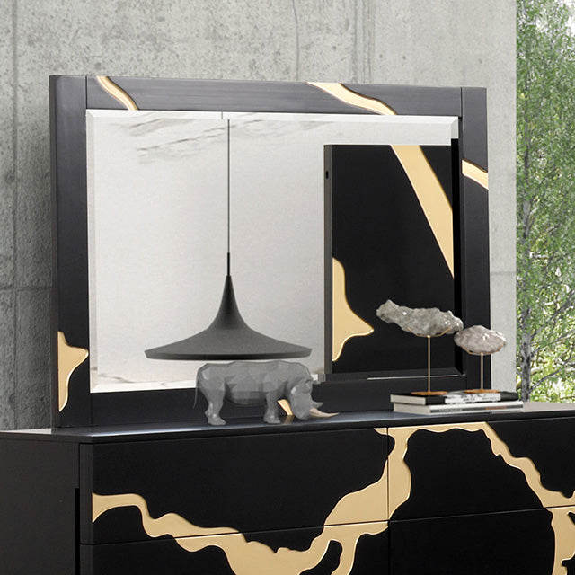 Furniture Of America Goldsberg Mirror FM7425BK-M Black/Gold Contemporary - sofafair.com