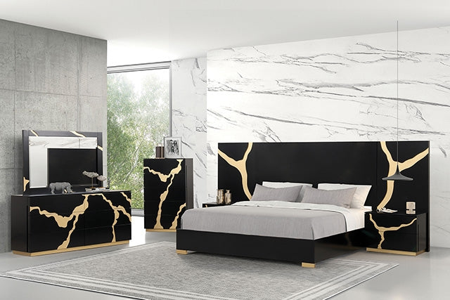 Furniture Of America Goldsberg Wall Panel (2 Pc) FM7425BK-WP Black/Gold Contemporary - sofafair.com