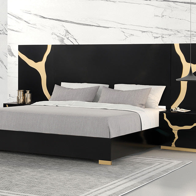 Furniture Of America Goldsberg Bed FM7425BK-WP-CONF Black/Gold Contemporary - sofafair.com