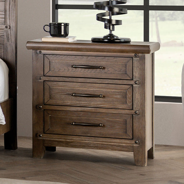 Furniture Of America Merthyr Night Stand FM7431BR-N Brown Transitional - sofafair.com