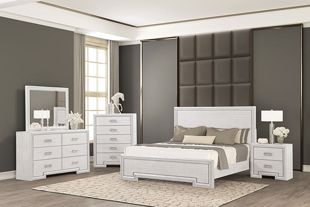 Furniture Of America Basilone Bed FM7440WH-CONF Rustic White Transitional - sofafair.com