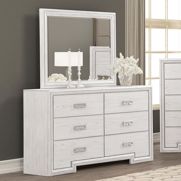 Furniture Of America Basilone Dresser FM7440WH-D Rustic White Transitional - sofafair.com