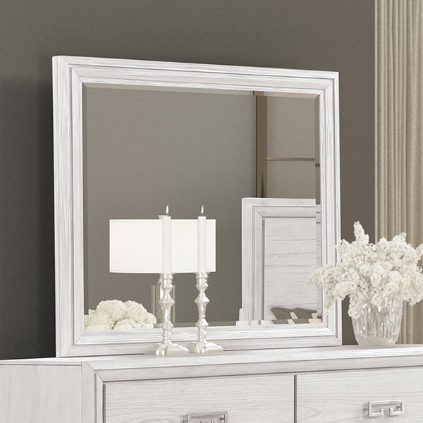 Furniture Of America Basilone Mirror FM7440WH-M Rustic White Transitional - sofafair.com