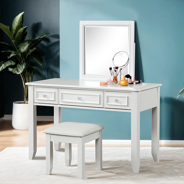 Furniture Of America Naucalpan Vanity w/ Stool FM7456WH-V White Traditional - sofafair.com