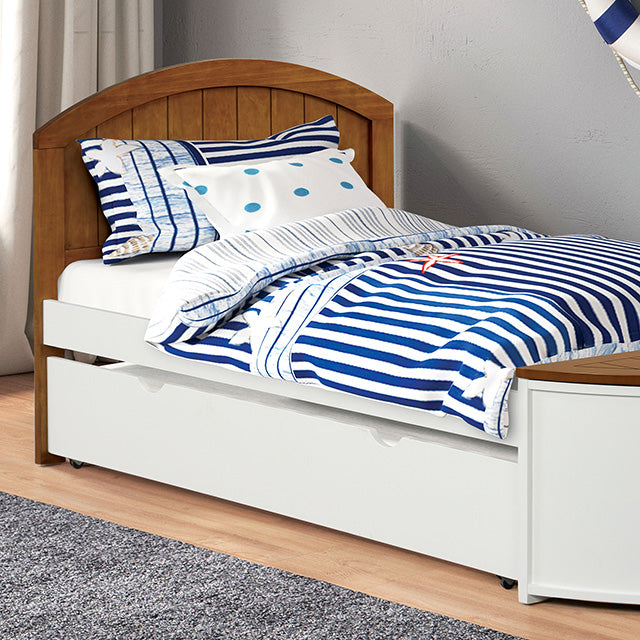 Furniture Of America Poseidon Twin Captain Bed FM7629AK-T-BED+TR White/Oak Novelty - sofafair.com