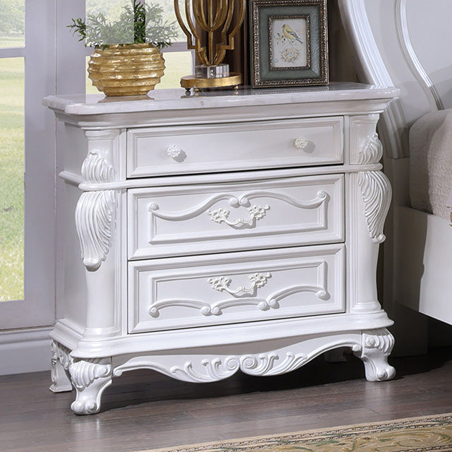 Furniture Of America Ventresca Night Stand FM7635WH-N White Traditional - sofafair.com