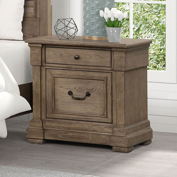 Furniture Of America Sheringham Nightstand FM7701BR-N Weathered Gray Transitional - sofafair.com