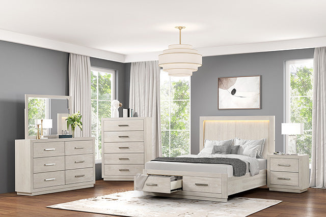 Furniture Of America Wellingborough Bed FM7703AK-CONF Light Gray Transitional - sofafair.com