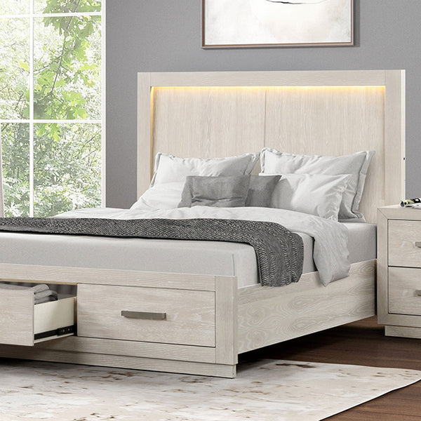 Furniture Of America Wellingborough Bed FM7703AK-CONF Light Gray Transitional - sofafair.com