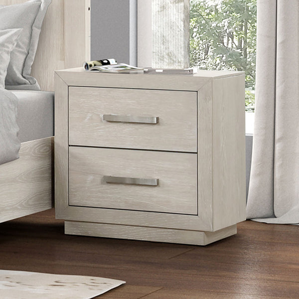 Furniture Of America Wellingborough Nightstand FM7703AK-N Light Gray Transitional - sofafair.com