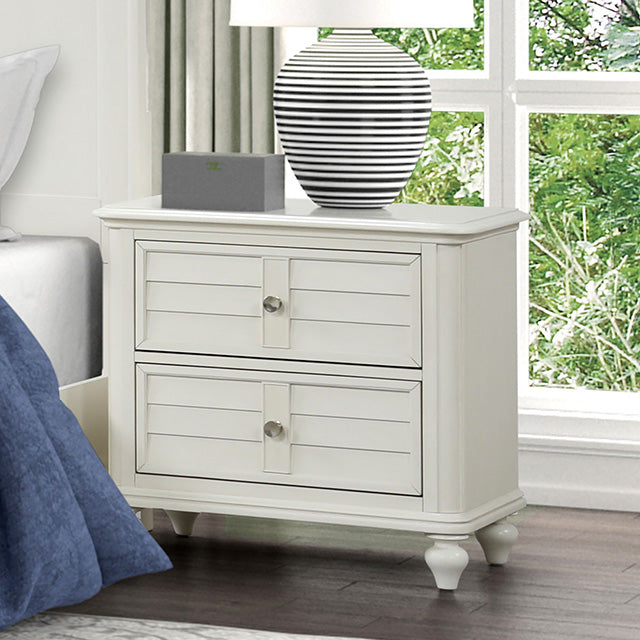 Furniture Of America Whitehaven Nightstand FM7708WH-N Antique White Transitional/Coastal - sofafair.com