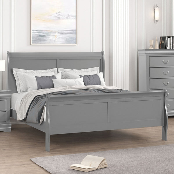 Furniture Of America Louis Philippe Bed FM7866GY Gray Transitional - sofafair.com