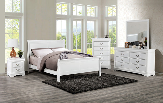 Furniture Of America Louis Philippe Bed FM7866WH White Transitional - sofafair.com