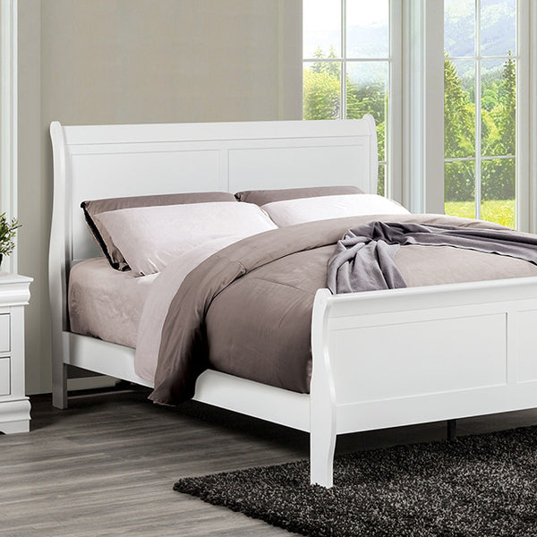 Furniture Of America Louis Philippe Bed FM7866WH White Transitional - sofafair.com