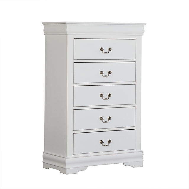 Furniture Of America Louis Philippe Chest FM7866WH-C White Transitional - sofafair.com