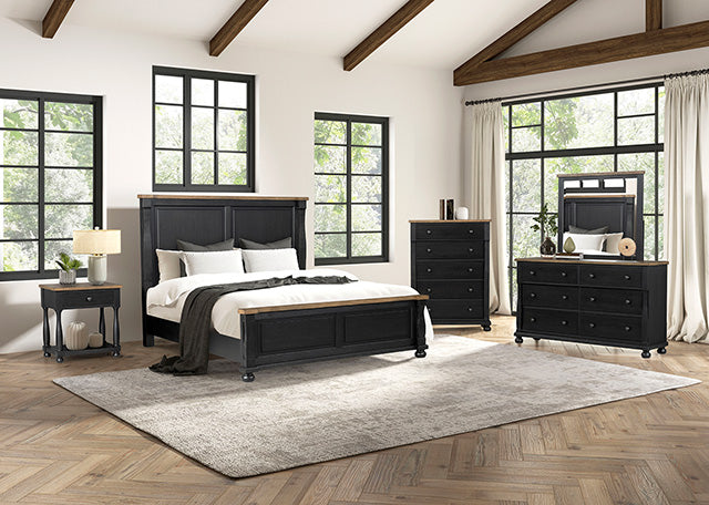 Furniture Of America Neue Mills Bed FM79009BK-CONF Farmhouse Black/Rustic Oak Modern Farmhouse - sofafair.com