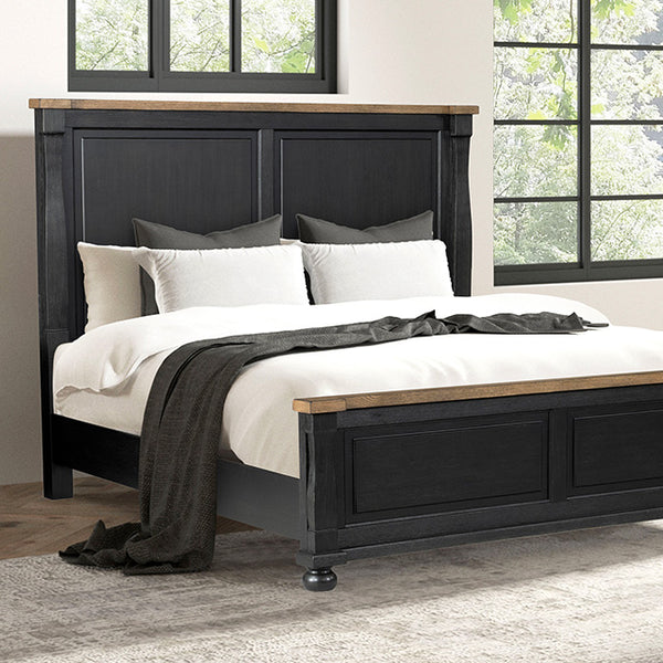 Furniture Of America Neue Mills Bed FM79009BK-CONF Farmhouse Black/Rustic Oak Modern Farmhouse - sofafair.com