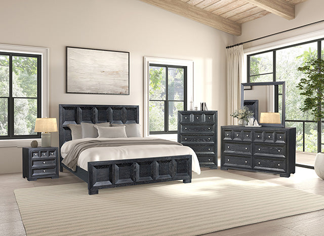 Furniture Of America Hatton Cross Bed FM79011BK-CONF Weathered Black Modern Classic - sofafair.com