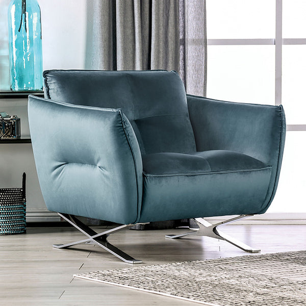 Furniture Of America Civellutino Chair FM90004TL-CH Teal Contemporary - sofafair.com