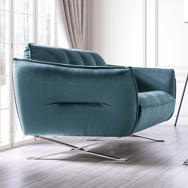 Furniture Of America Civellutino Loveseat FM90004TL-LV Teal Contemporary - sofafair.com