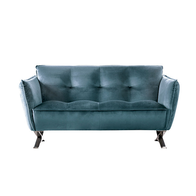 Furniture Of America Civellutino Loveseat FM90004TL-LV Teal Contemporary - sofafair.com