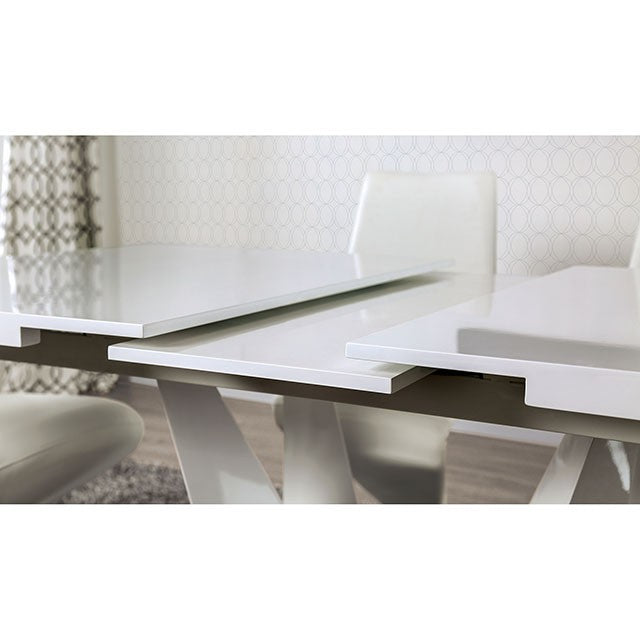 Furniture Of America Zain 7 Pc Dining Table Set FOA3742T-7PC White/Chrome Contemporary - sofafair.com