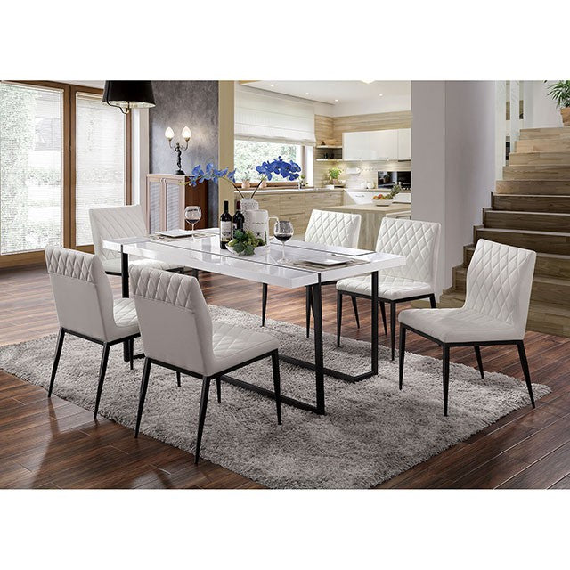 Furniture Of America Alisha 7 Pc Dining Table Set FOA3799T-7PC White/Black Contemporary - sofafair.com
