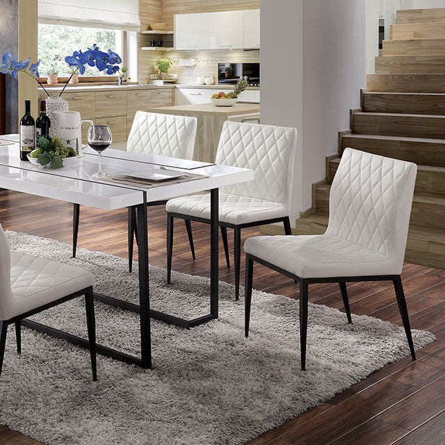 Furniture Of America Alisha 7 Pc Dining Table Set FOA3799T-7PC White/Black Contemporary - sofafair.com