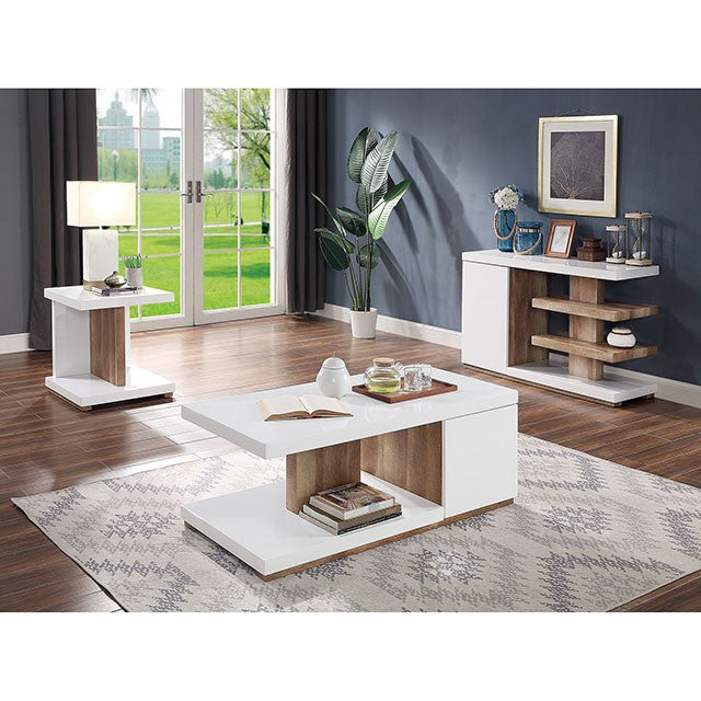 Furniture Of America Moa Sofa Table FOA4495S White/Natural Tone Contemporary - sofafair.com