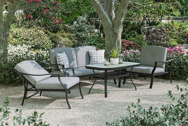 Furniture Of America Palma 5 Pc. Conversation Set w/ Adjustable Chairs GM-1047 Black/Gray Contemporary - sofafair.com