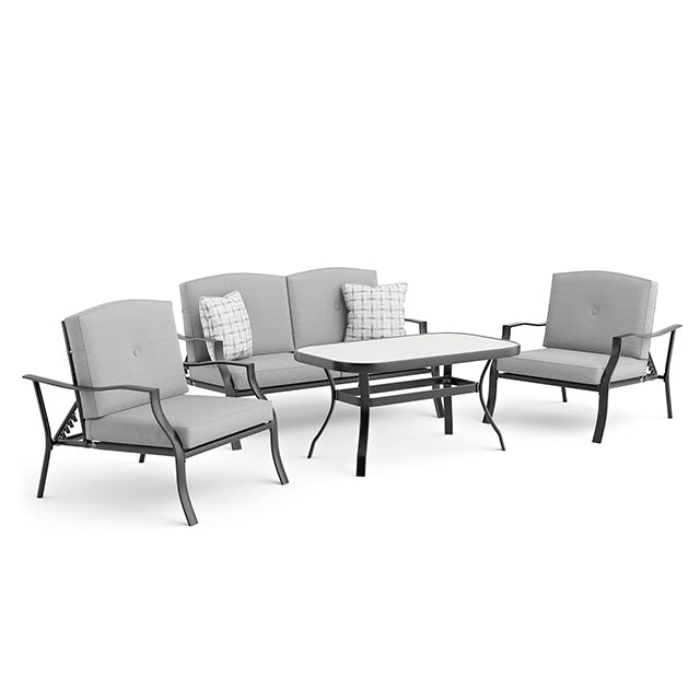 Furniture Of America Palma 5 Pc. Conversation Set w/ Adjustable Chairs GM-1047 Black/Gray Contemporary - sofafair.com