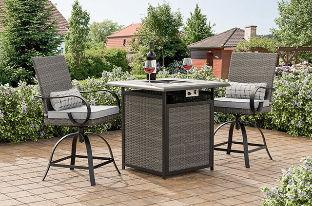 Furniture Of America Arosa Fire Pit Counter Ht. Table GM-2024 Black/Gray Contemporary - sofafair.com