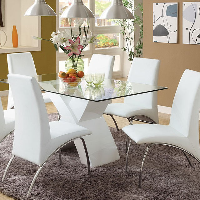 Furniture Of America Wailoa 7 Pc Dining Table Set CM8370WH-T-7PC White Contemporary - sofafair.com