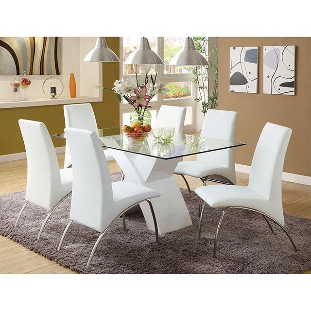 Furniture Of America Wailoa 7 Pc Dining Table Set CM8370WH-T-7PC White Contemporary - sofafair.com