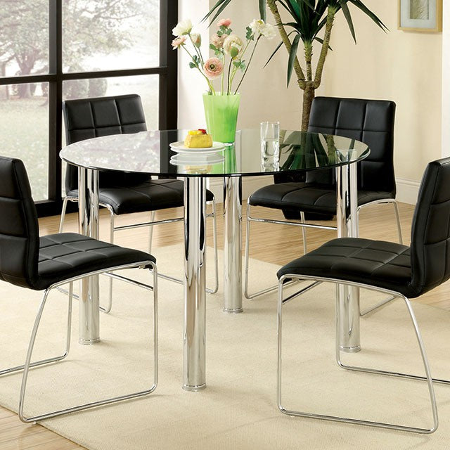 Furniture Of America Kona 5 Pc Dining Table Set CM8320T-BK-5PC Chrome Contemporary - sofafair.com