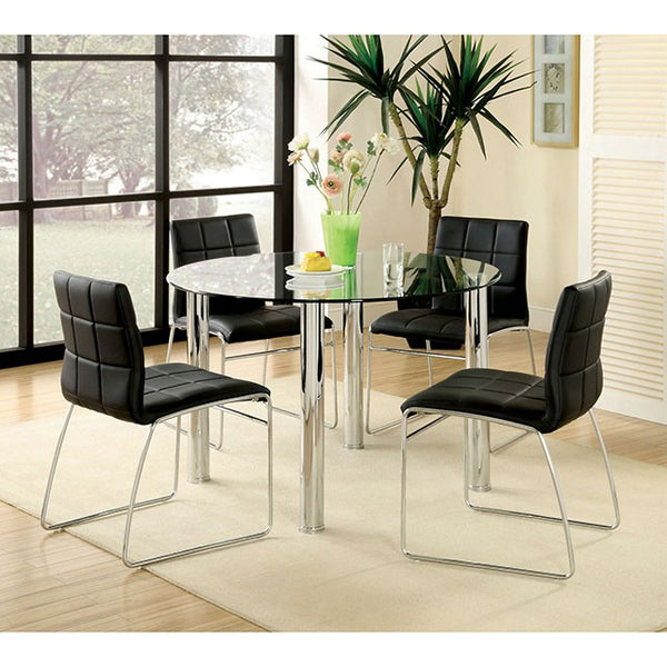 Furniture Of America Kona 5 Pc Dining Table Set CM8320T-BK-5PC Chrome Contemporary - sofafair.com
